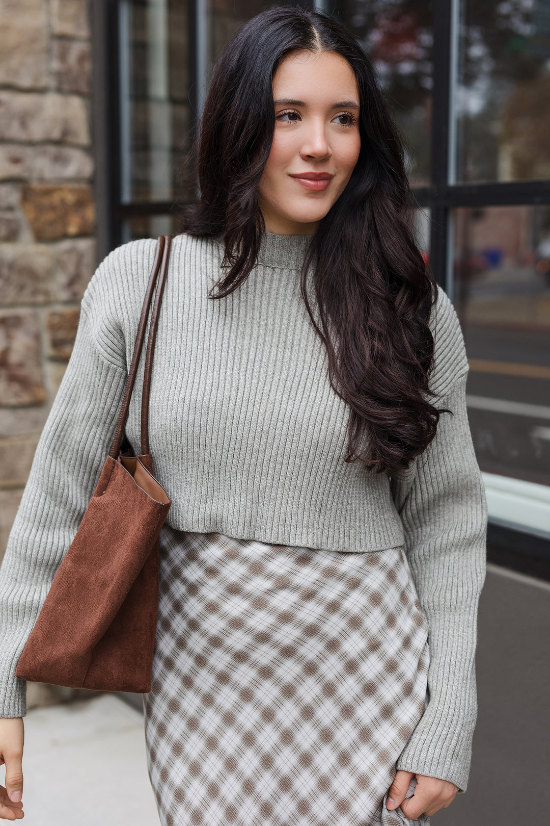 The Caroline Long Sleeve Ribbed Crop Sweater