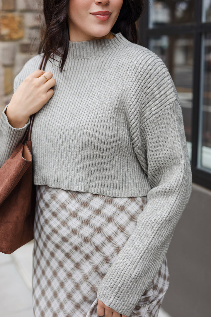 The Caroline Long Sleeve Ribbed Crop Sweater