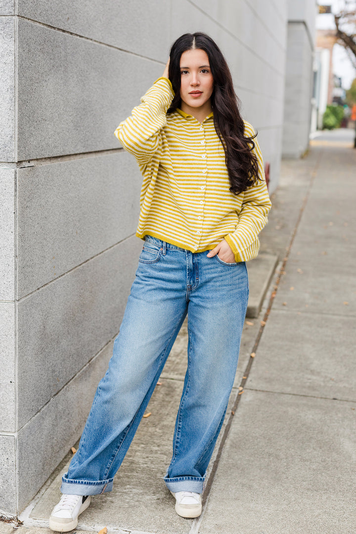 The Piper Striped Soft Cardigan Sweater