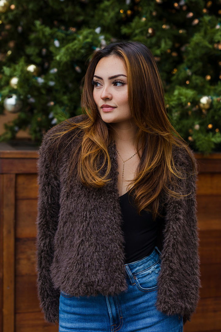 The Cuddle Szn Brown Faux Fur Jacket