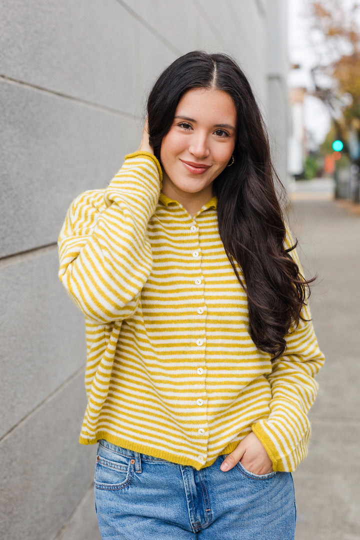 The Piper Striped Soft Cardigan Sweater