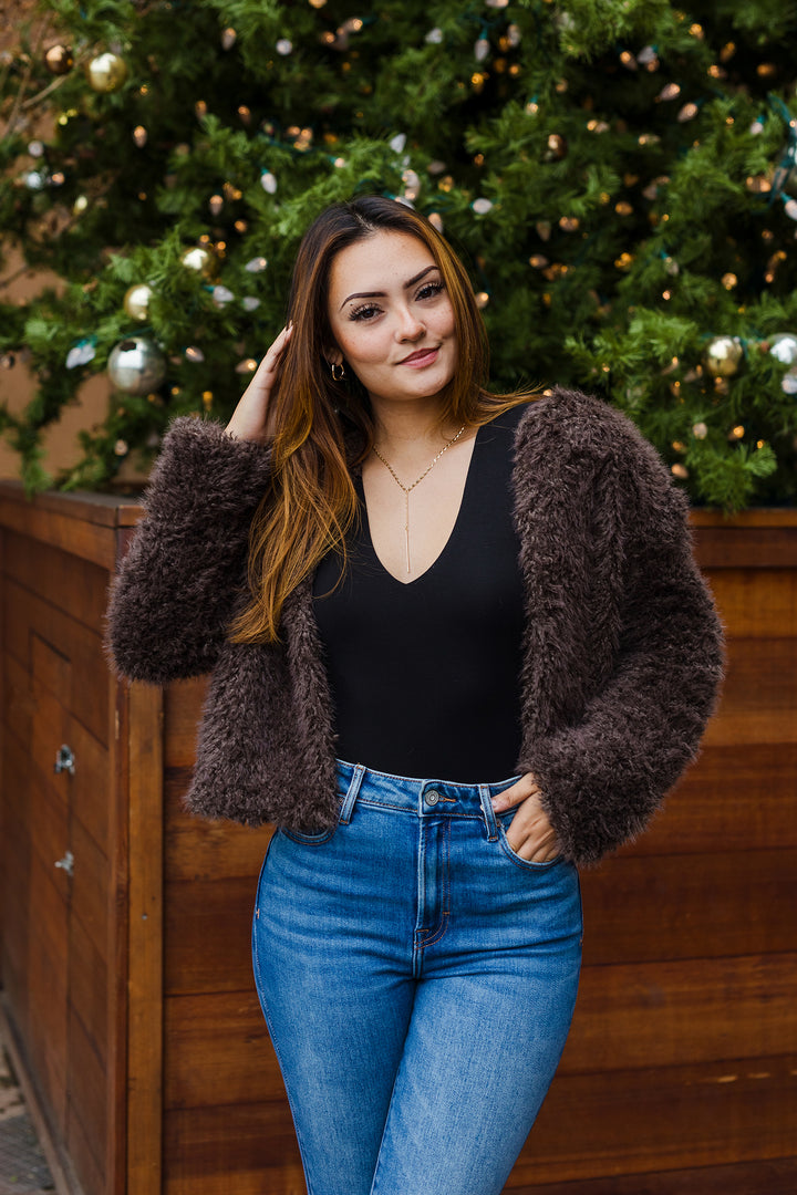 The Cuddle Szn Brown Faux Fur Jacket