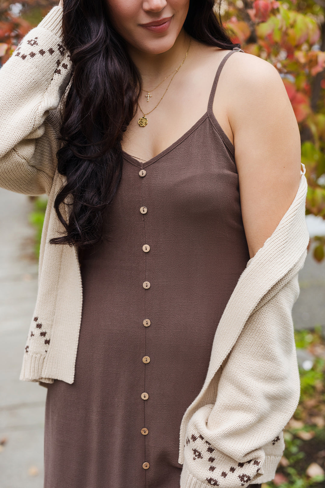 The Choco Latte Button Front Maxi Dress