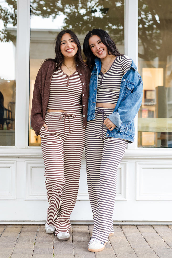 The Staying Home Striped Snap Button Tee