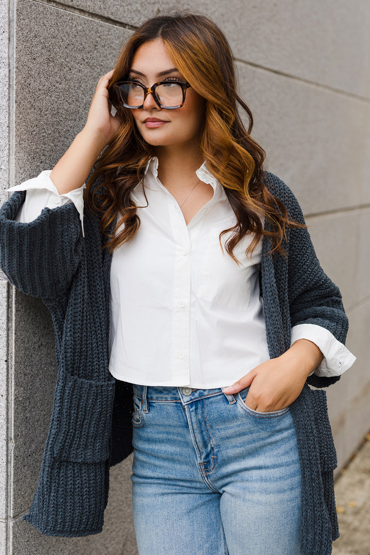 The Cuddle Bug Cocoa Chunky Knit Cardigan Sweater