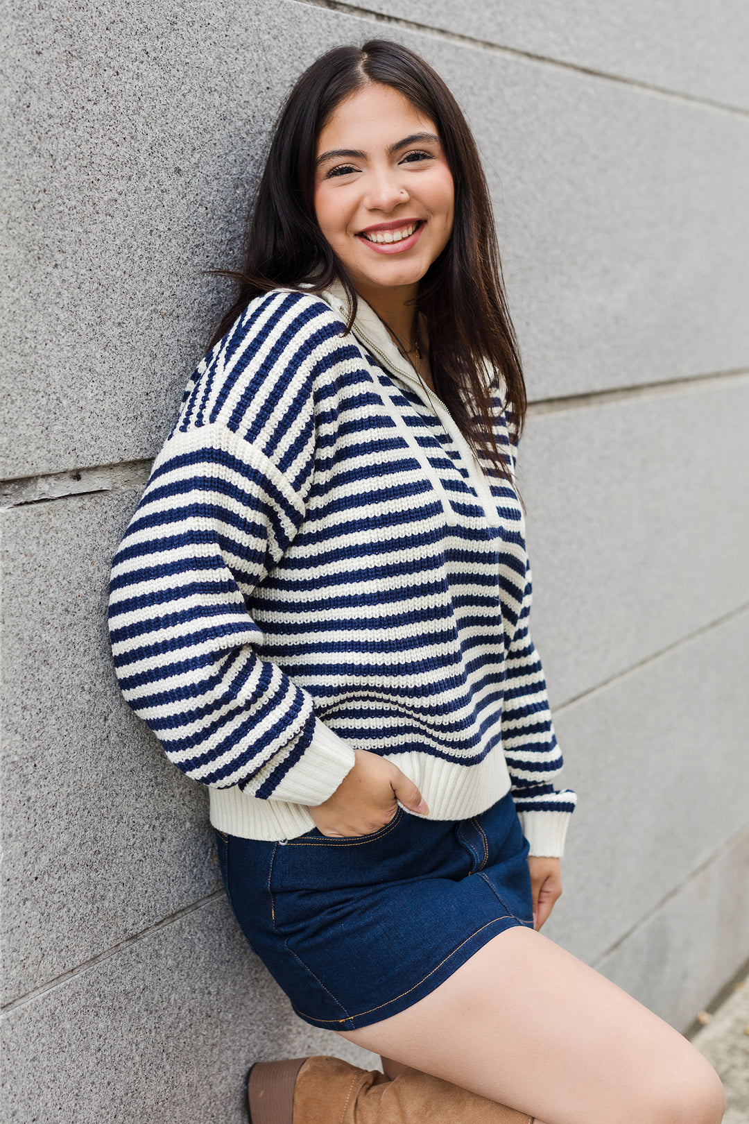 The Pacific Prep half-Zip Striped Sweater