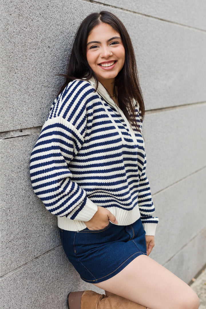 The Pacific Prep half-Zip Striped Sweater