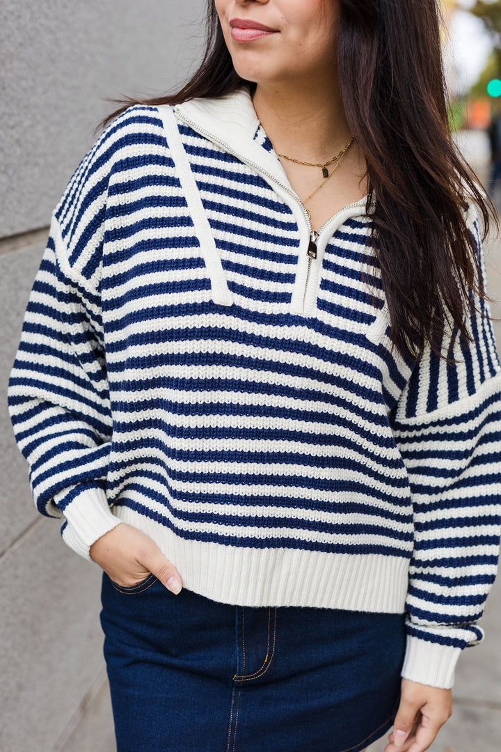 The Pacific Prep half-Zip Striped Sweater