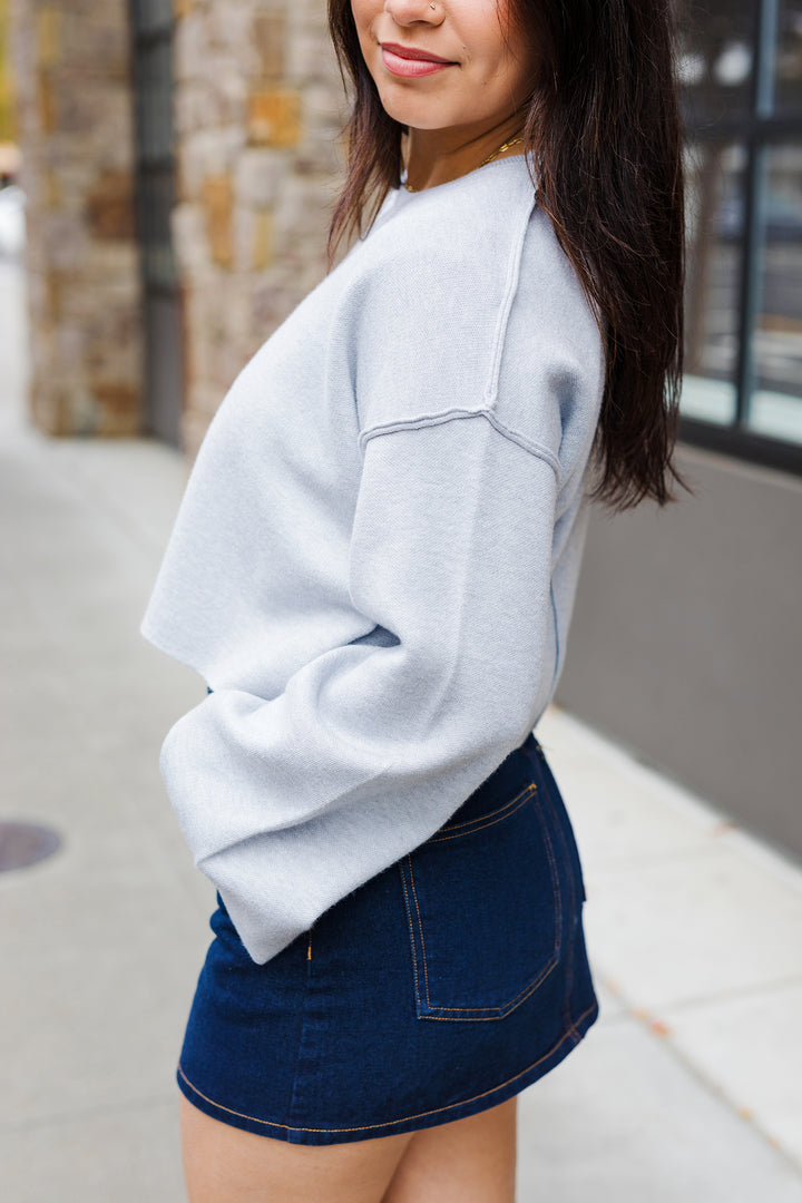 The Gray Area Cropped Long Sleeve Sweater
