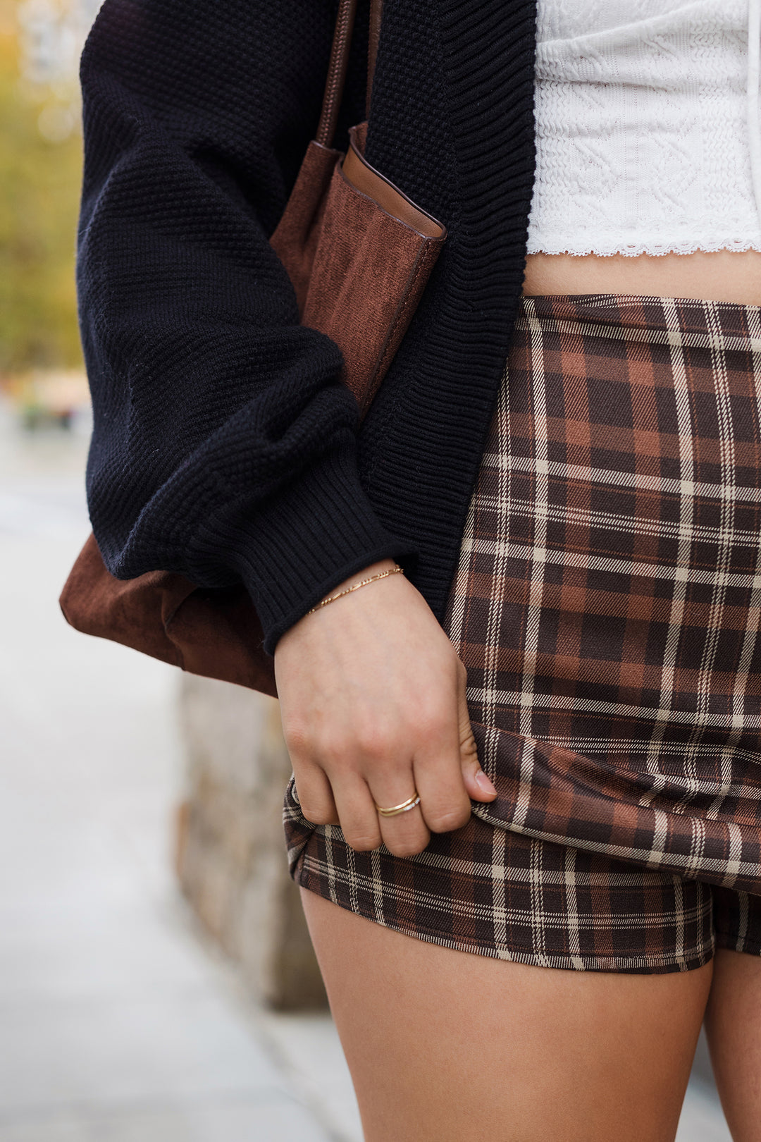 The Pretty In Plaid Brown Mini Skort