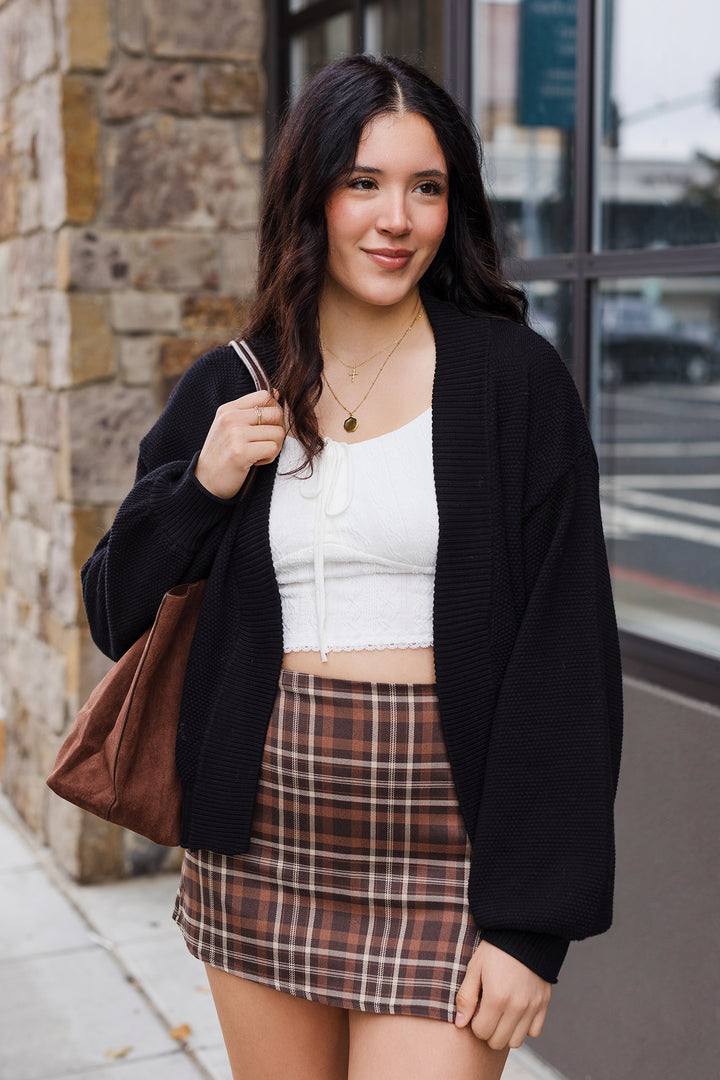 The Pretty In Plaid Brown Mini Skort
