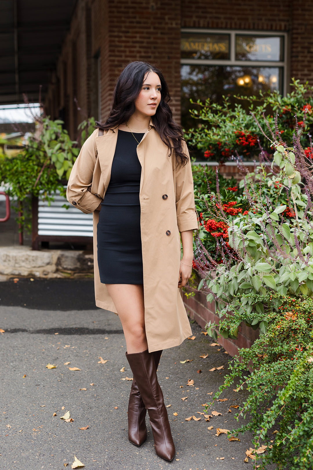 The Jackie Khaki Long Trench Coat
