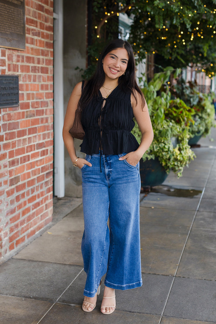 The Soft Focus Tie-Front Sleeveless Top