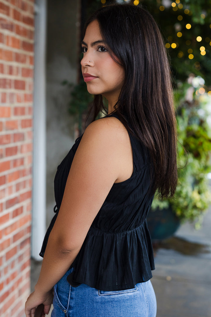 The Soft Focus Tie-Front Sleeveless Top