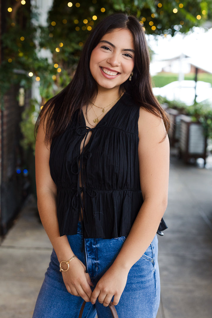 The Soft Focus Tie-Front Sleeveless Top