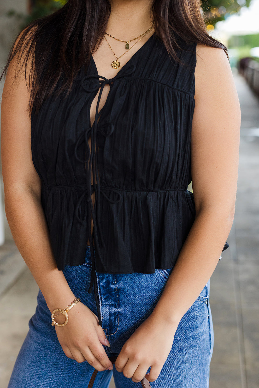 The Soft Focus Tie-Front Sleeveless Top