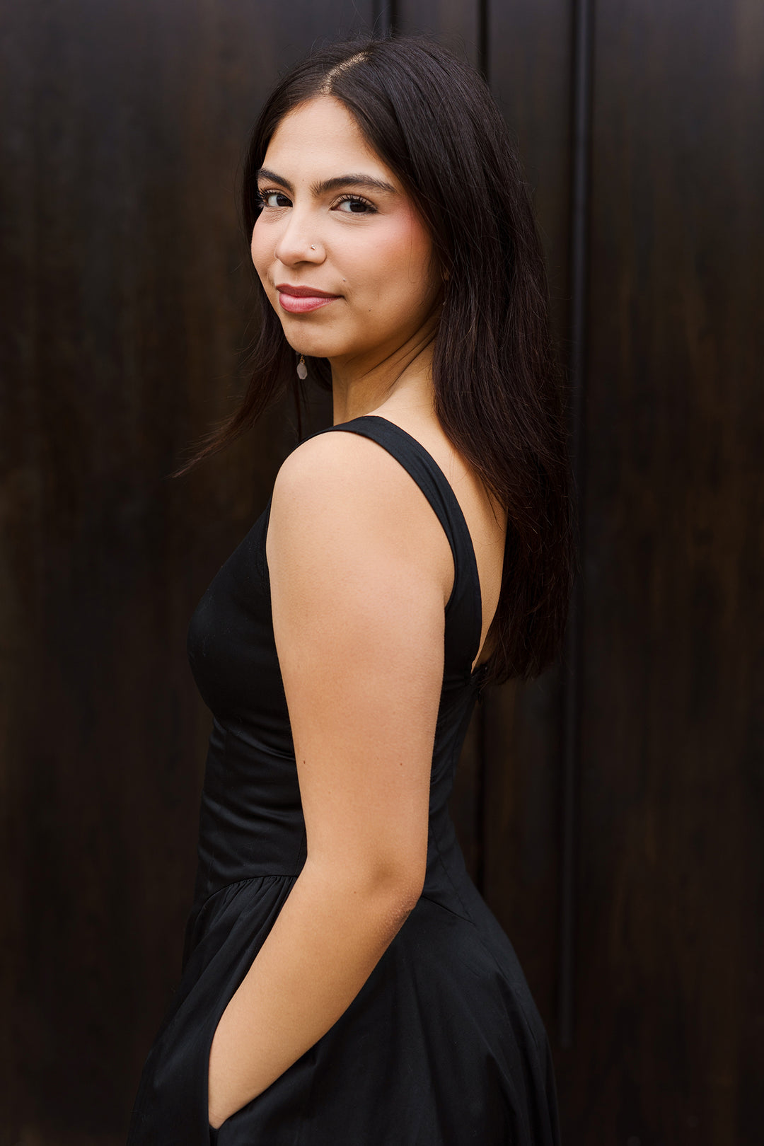 The Simply Stated Black Flare Midi Dress