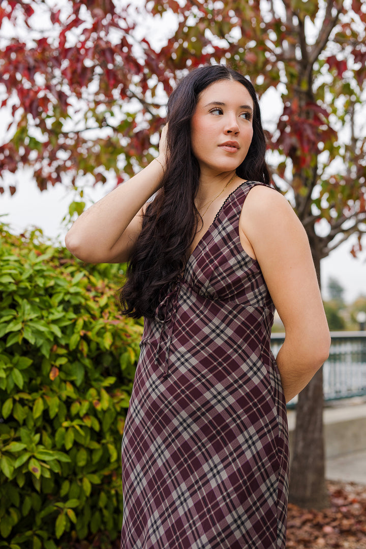 The Proper Rebel Plaid Sleeveless Midi Dress