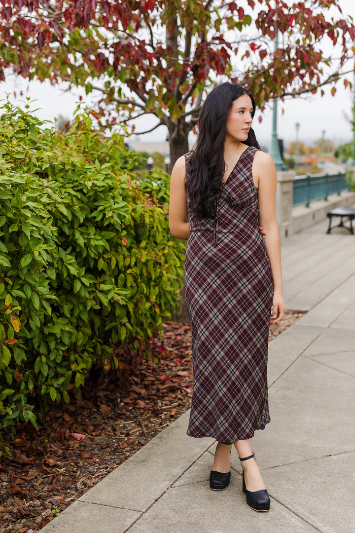 The Proper Rebel Plaid Sleeveless Midi Dress