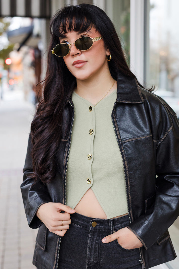 The Livie Olive Ribbed Sleeveless Top