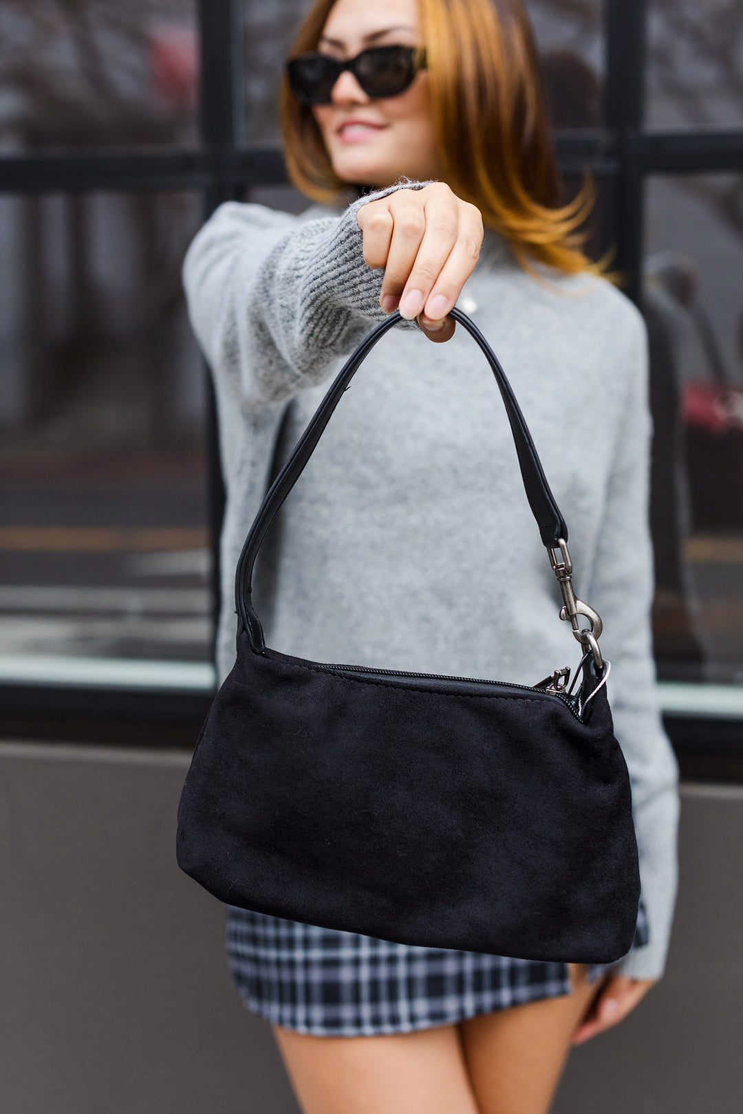The Margaux Brown Suede-Like Leather Shoulder Bag