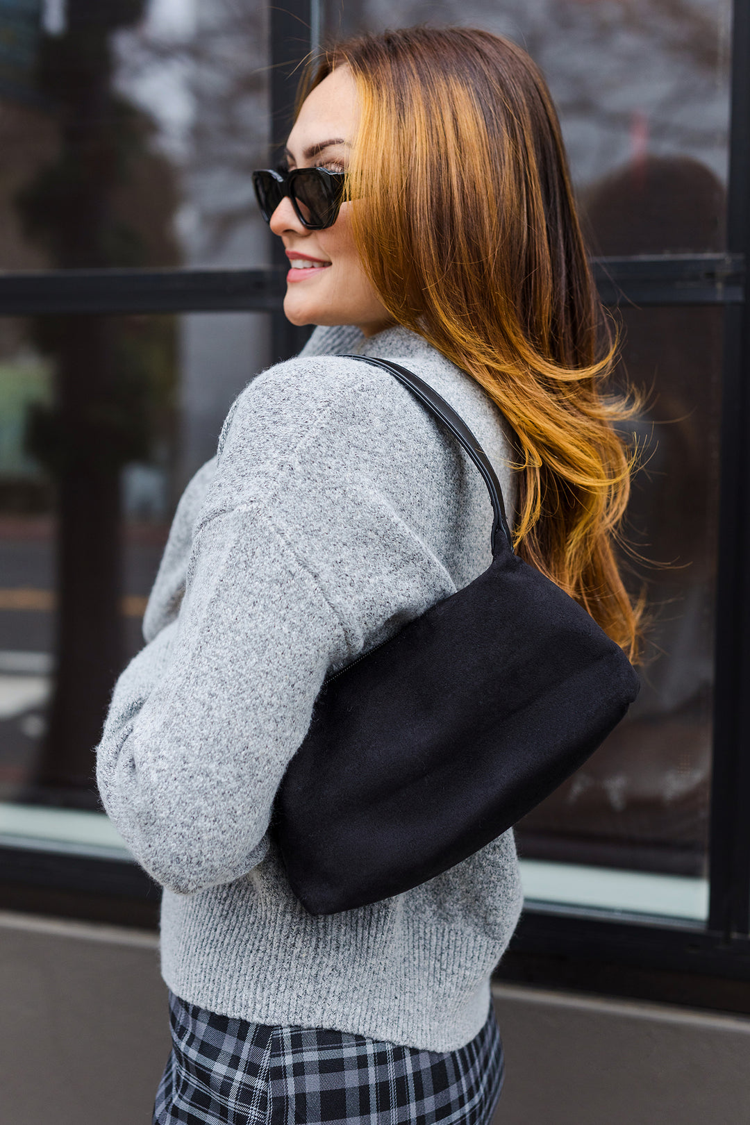 The Margaux Brown Suede-Like Leather Shoulder Bag