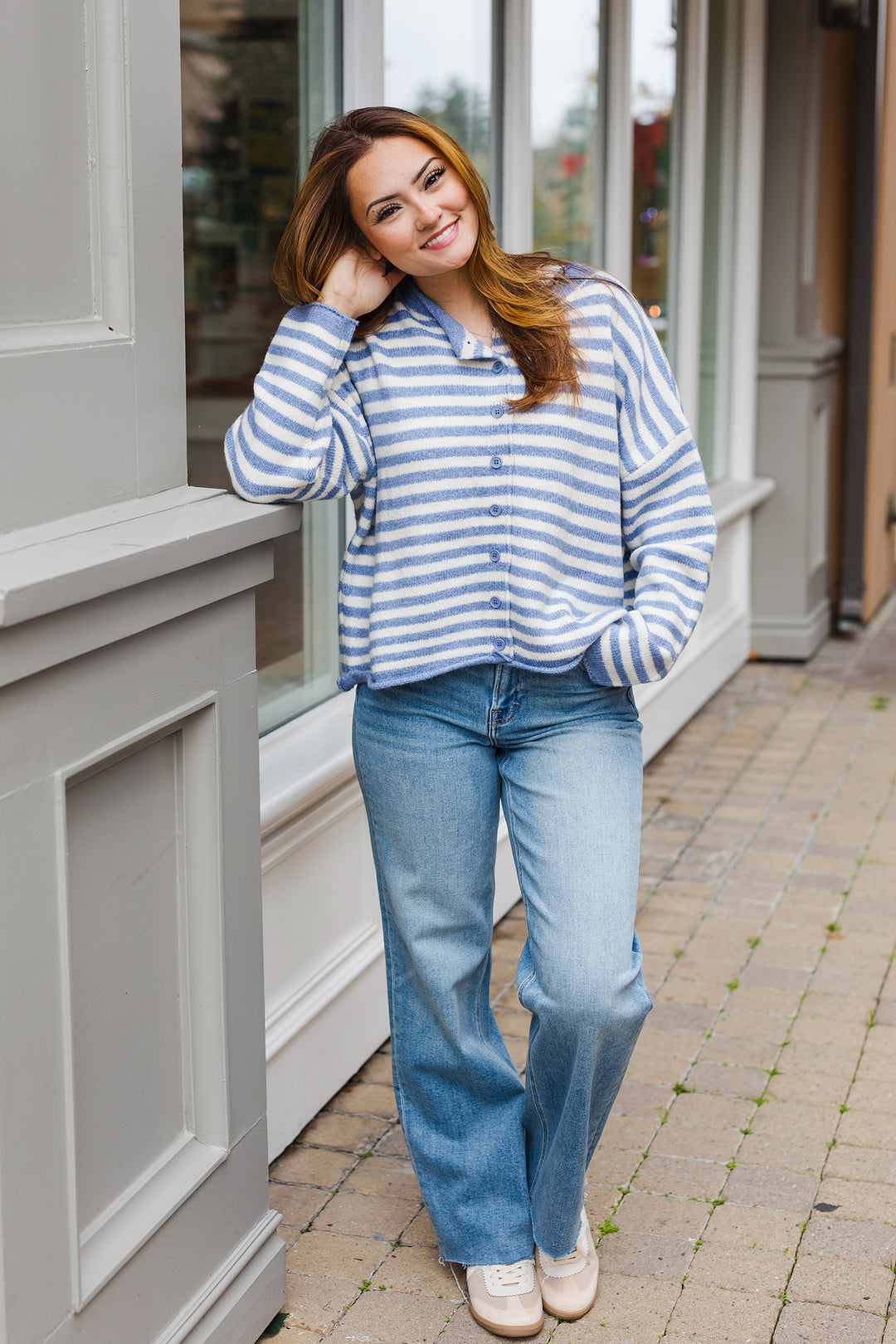 The Kelsey Striped Soft Cardigan Sweater