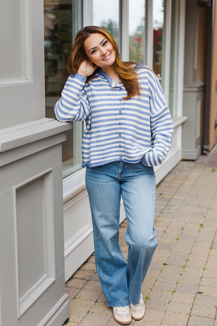 The Kelsey Striped Soft Cardigan Sweater