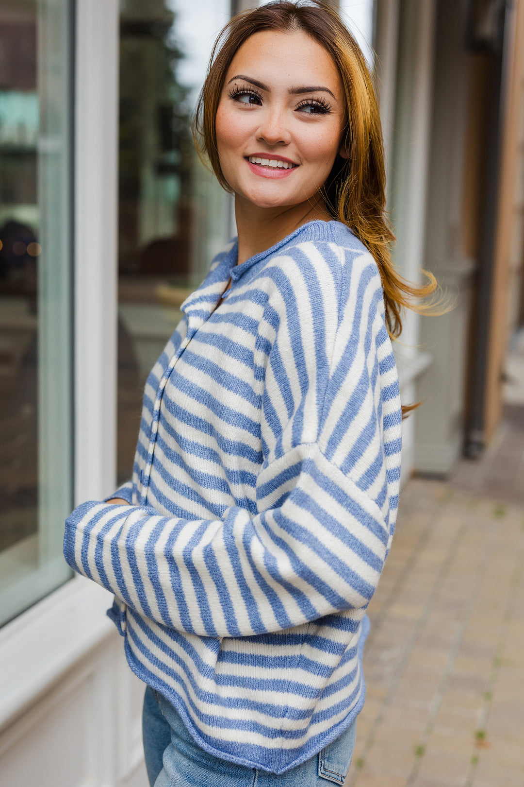 The Kelsey Striped Soft Cardigan Sweater