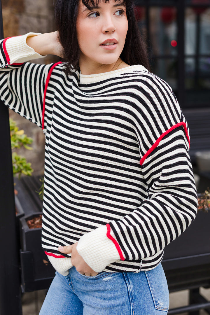 The Out & About Striped Roll Neck Sweater