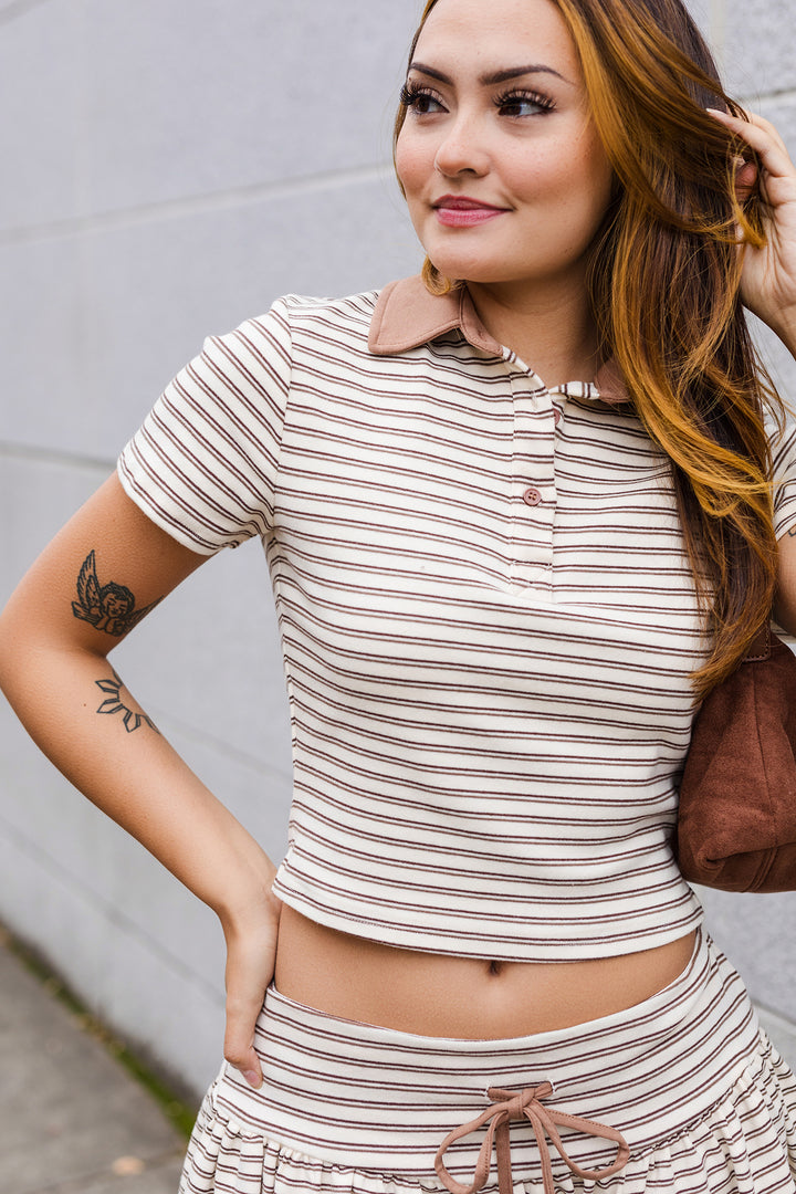 The Campus Crush Striped Collared Top