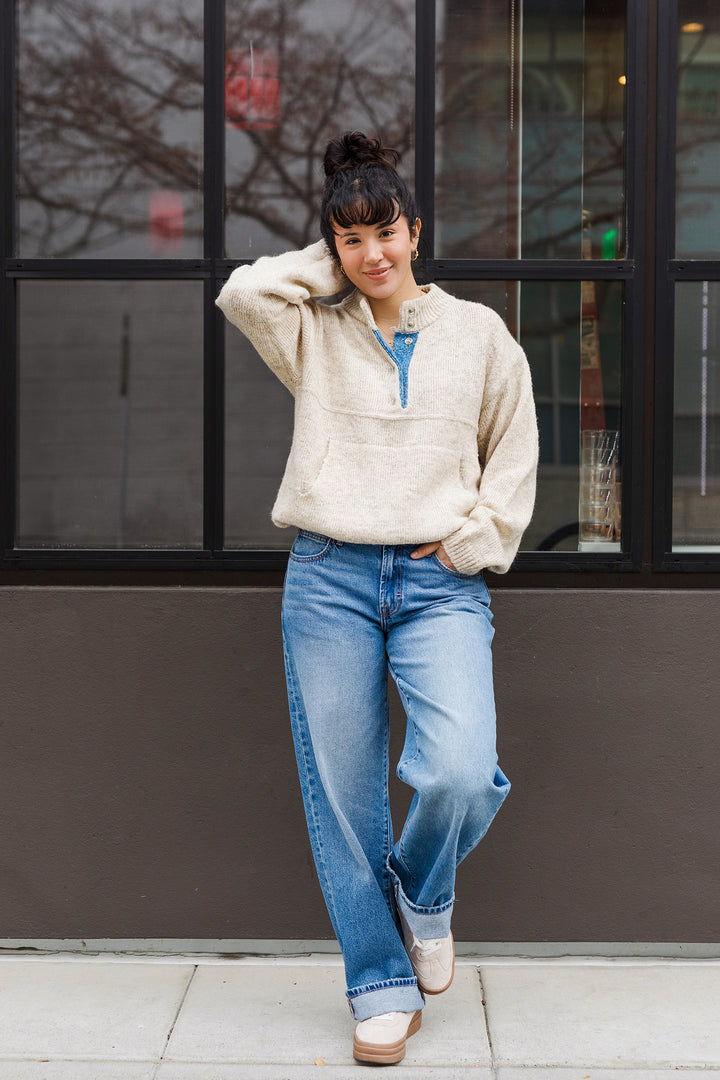 The Roll Tide Button Front Mock Sweater