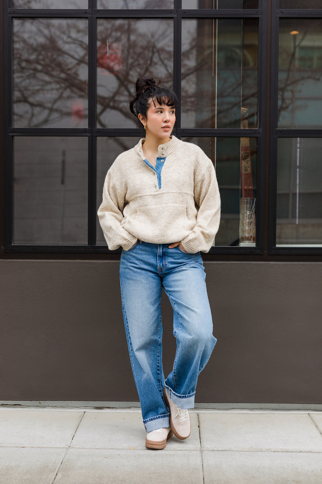 The Roll Tide Button Front Mock Sweater