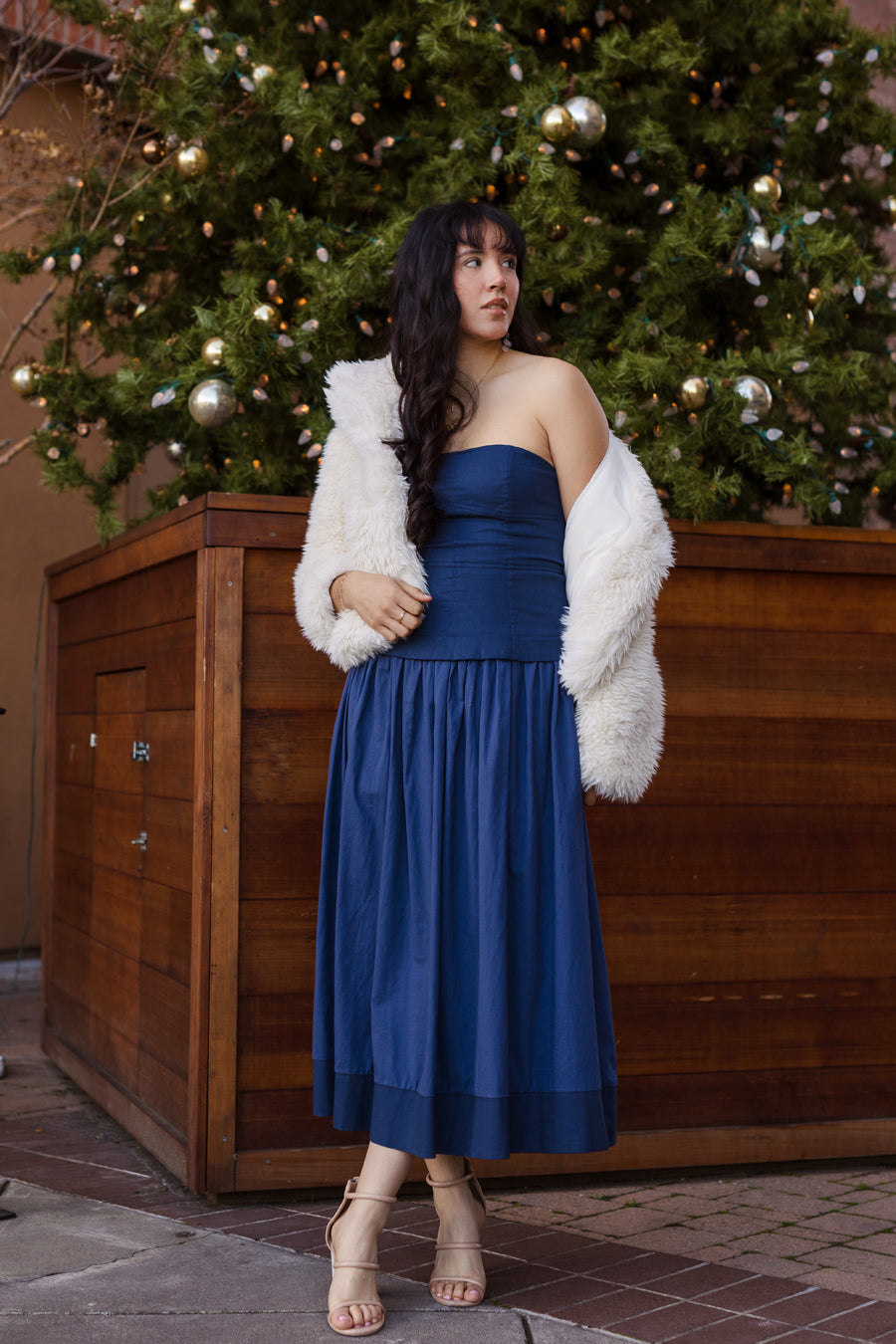The First In Class Strapless Drop Waist Midi Dress Medium / Navy The First In Class Strapless Drop Waist Midi Dress Medium / Navy