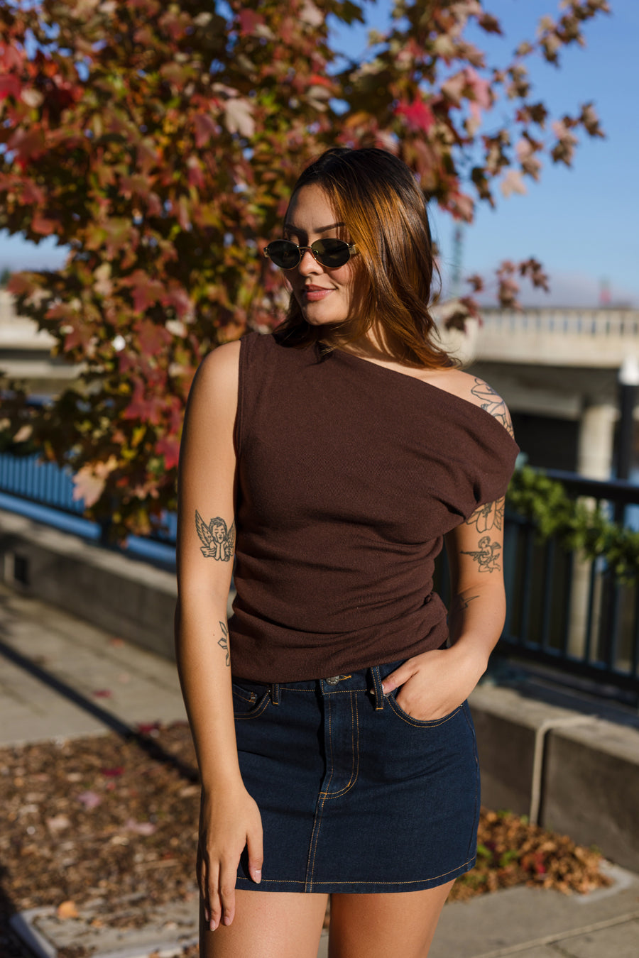 The Forever Young Asymmetrical Neck Sweater Top