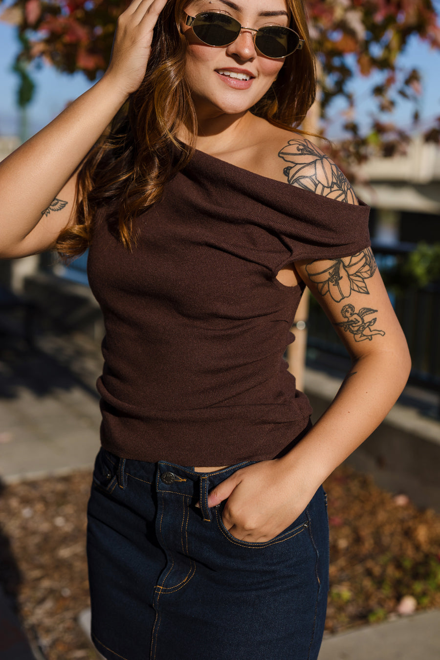 The Forever Young Asymmetrical Neck Sweater Top