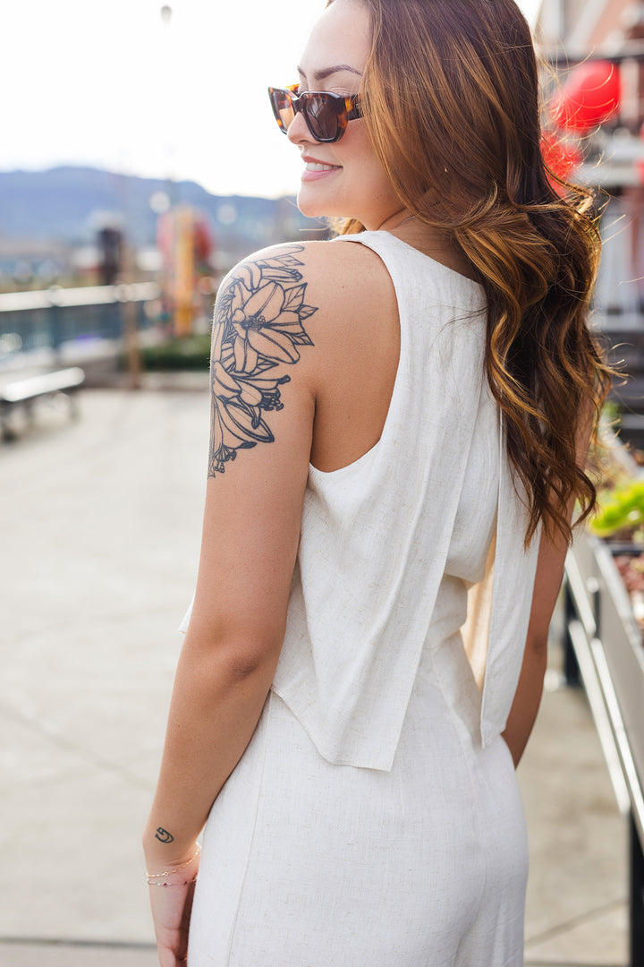 The Tahiti Linen Open Back Jumpsuit