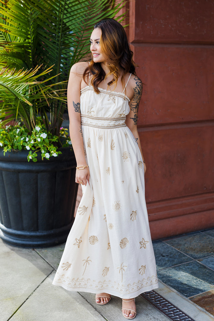 The Isla Del Sol Embroidered Maxi Dress