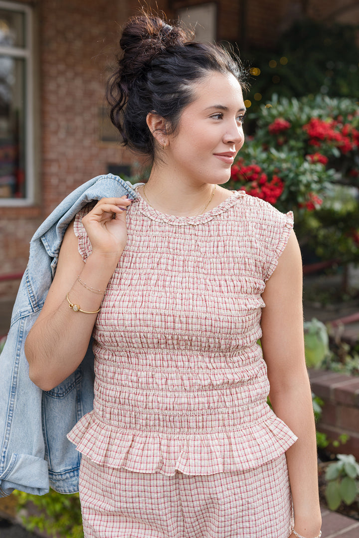 The Strawberry Patch Ruffle Trim Top