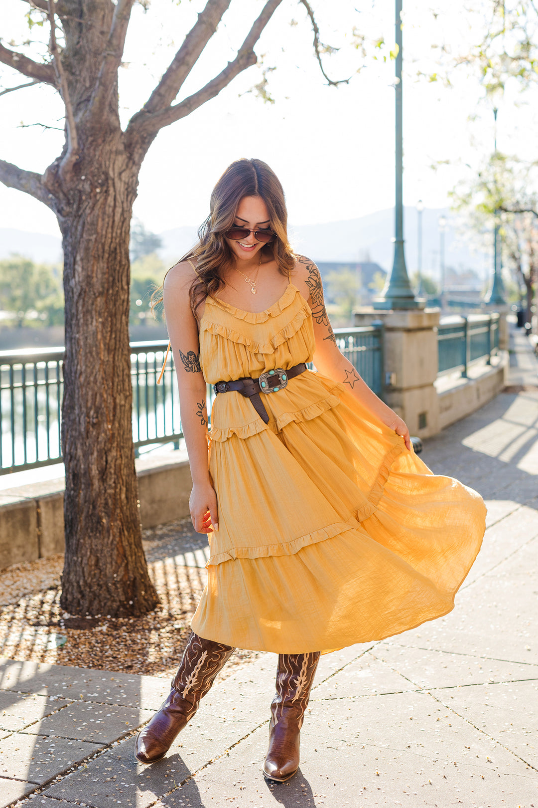 The Radiant Golden Sun Maxi Dress