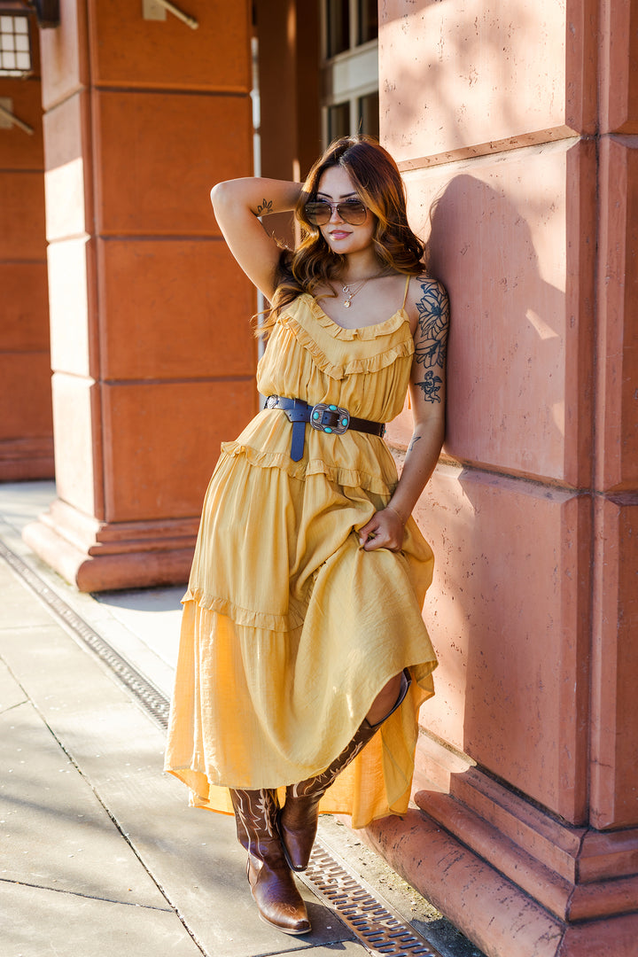The Radiant Golden Sun Maxi Dress