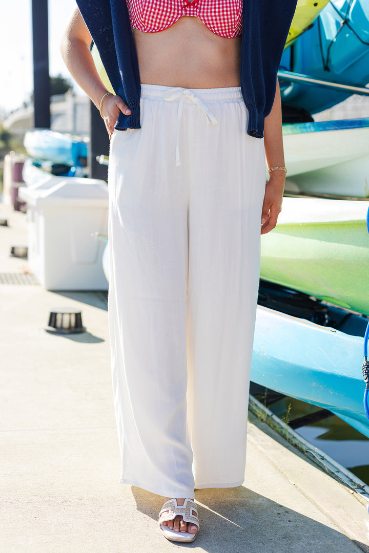 The High Tide White Linen Pants