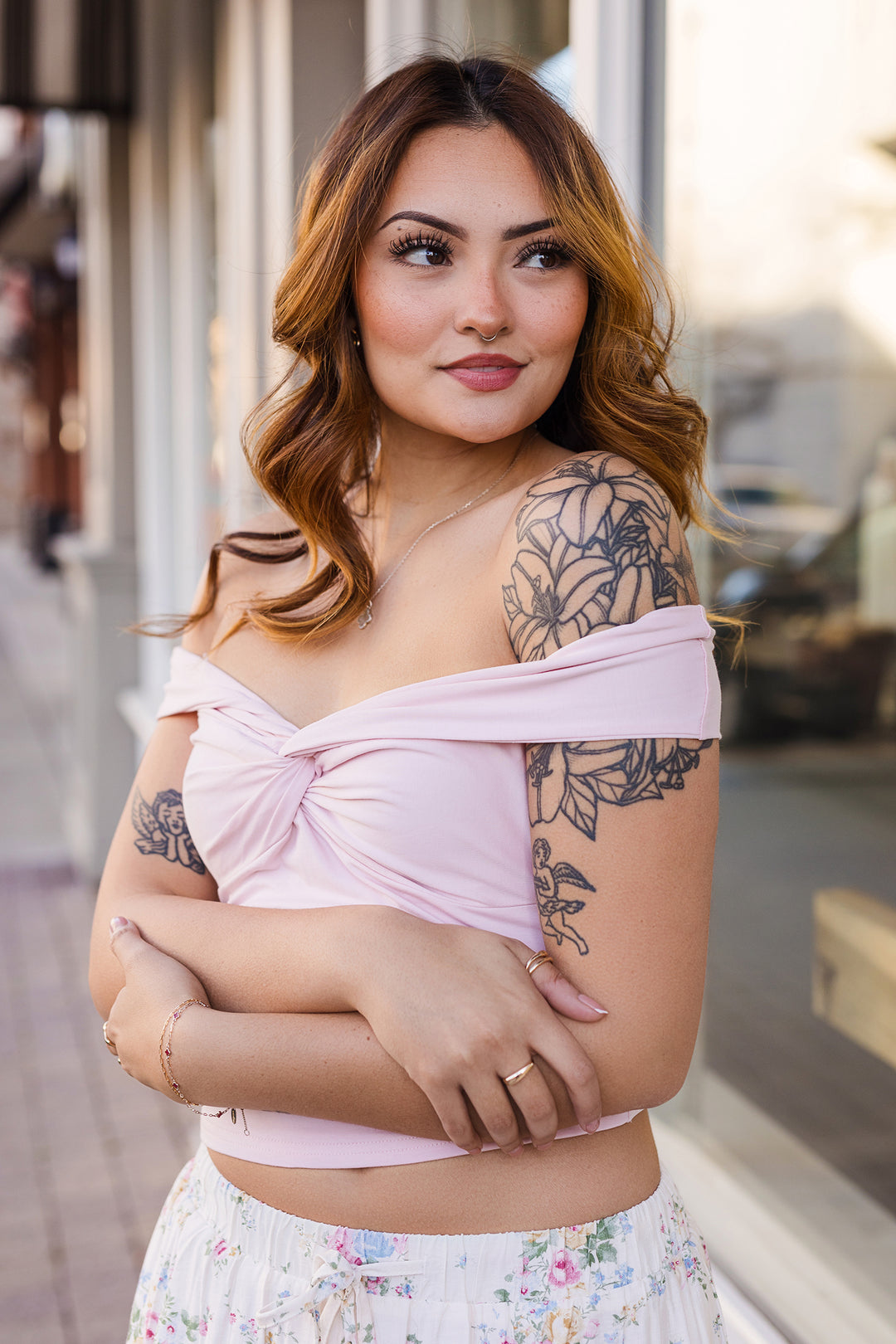 The Sweetheart Blush Twist-Front Top