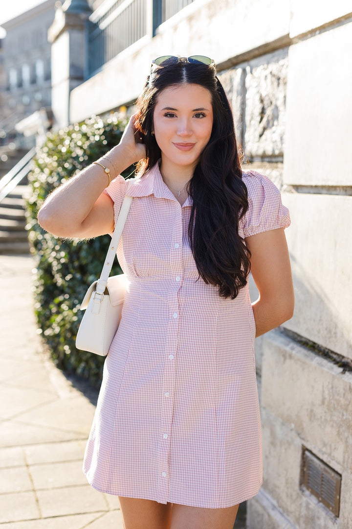 The Pink Lemonade Gingham Mini Dress
