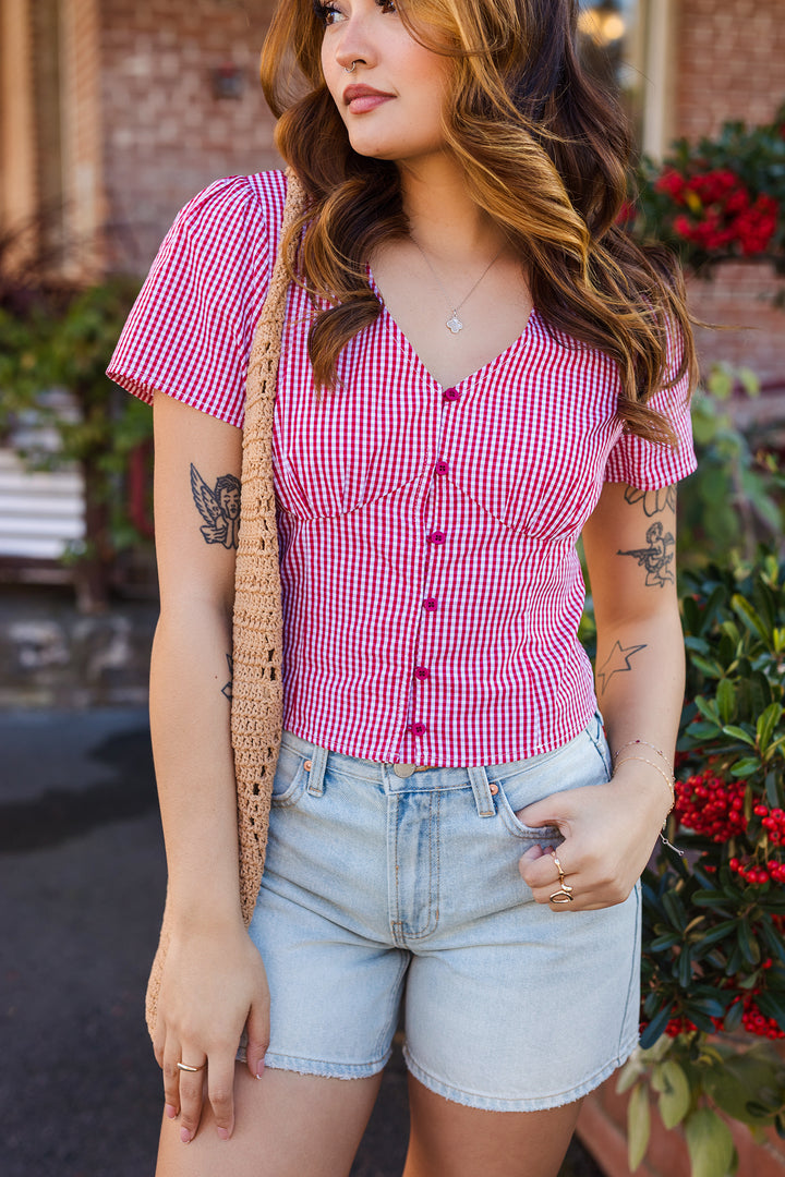 The Love Note Gingham Top