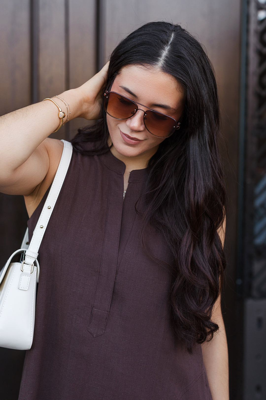 The Espresso Escape Linen Mini Shift Dress