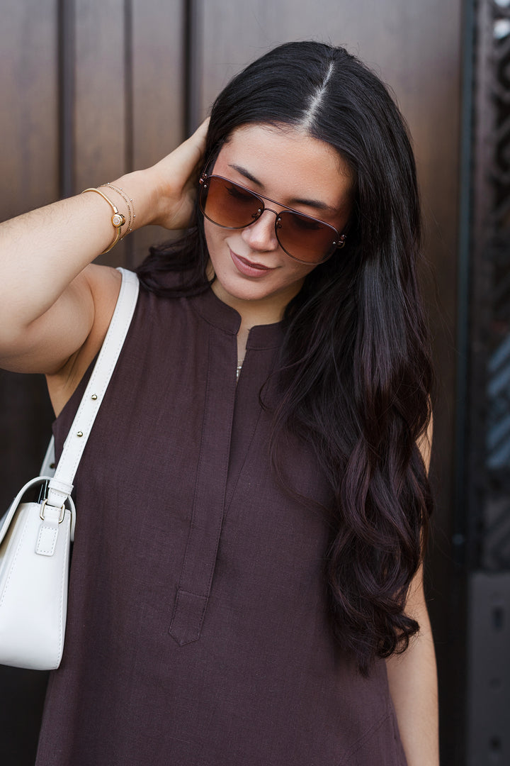 The Espresso Escape Linen Mini Shift Dress