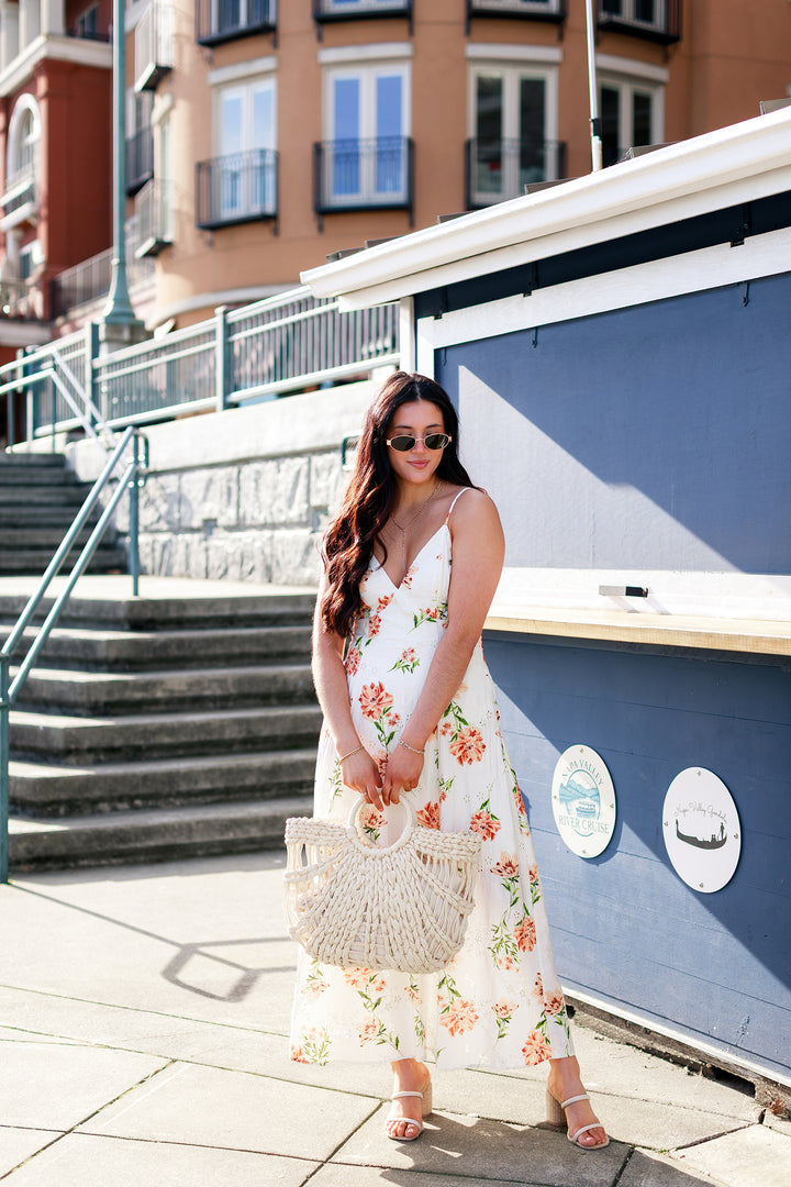 The Peach Blossom Floral Eyelet Maxi Dress