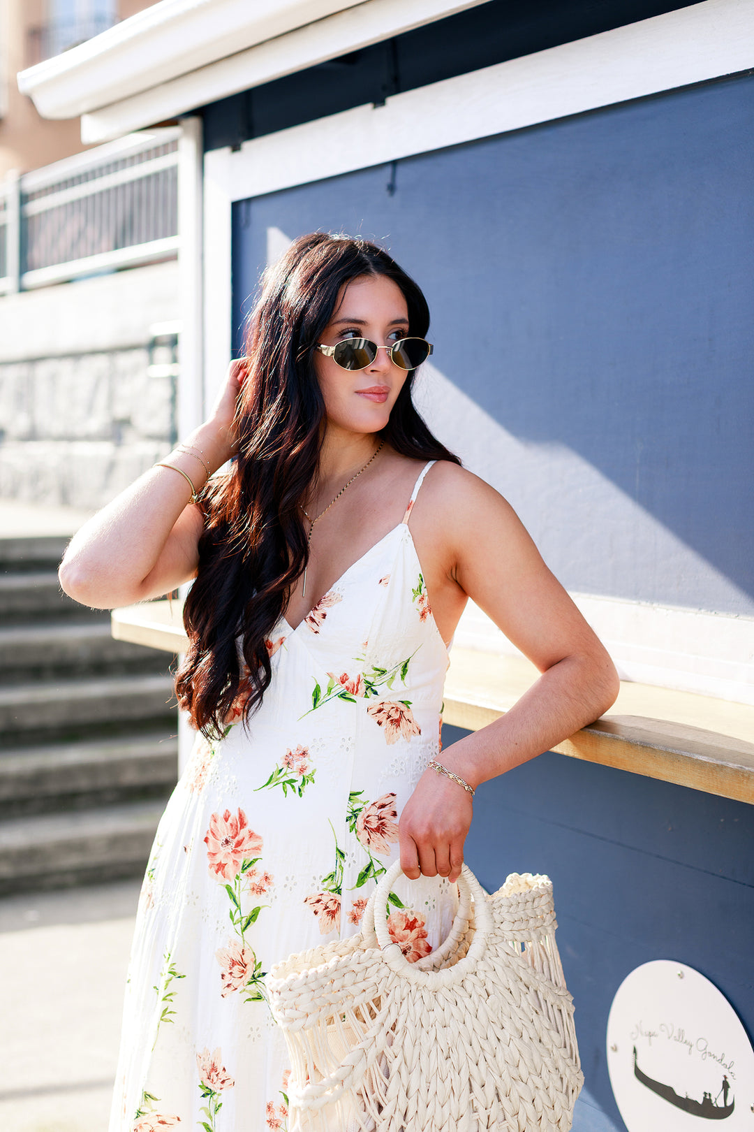 The Peach Blossom Floral Eyelet Maxi Dress