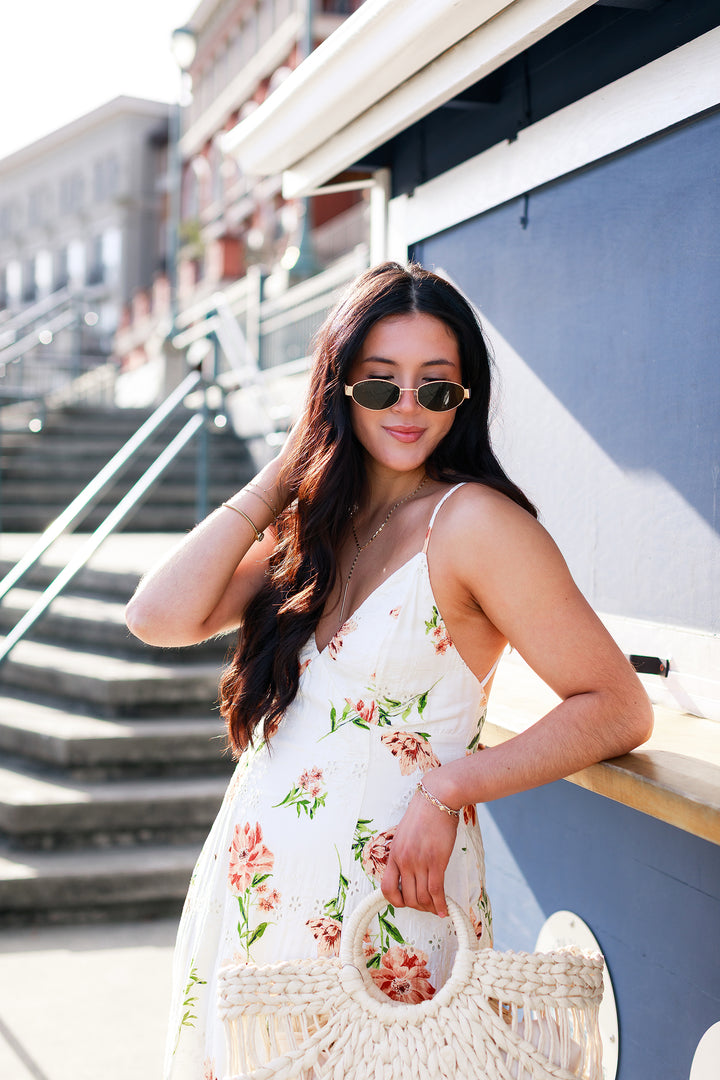 The Peach Blossom Floral Eyelet Maxi Dress
